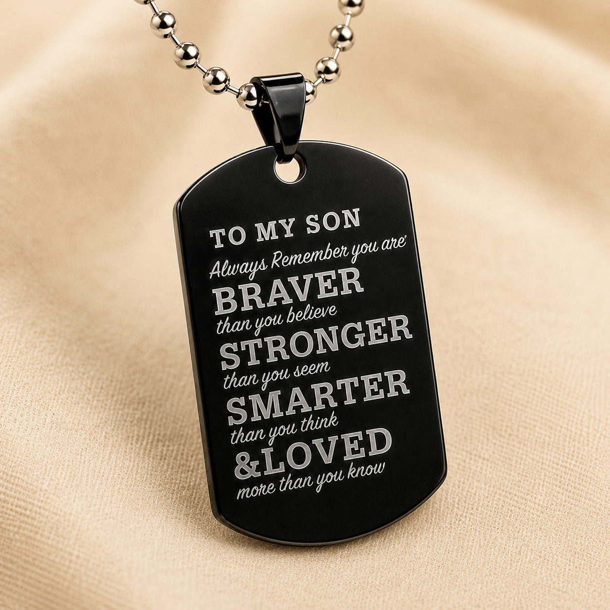 Inspirational Gift to Son – Brave Strong Smart Loved Pendant Necklace for Son
