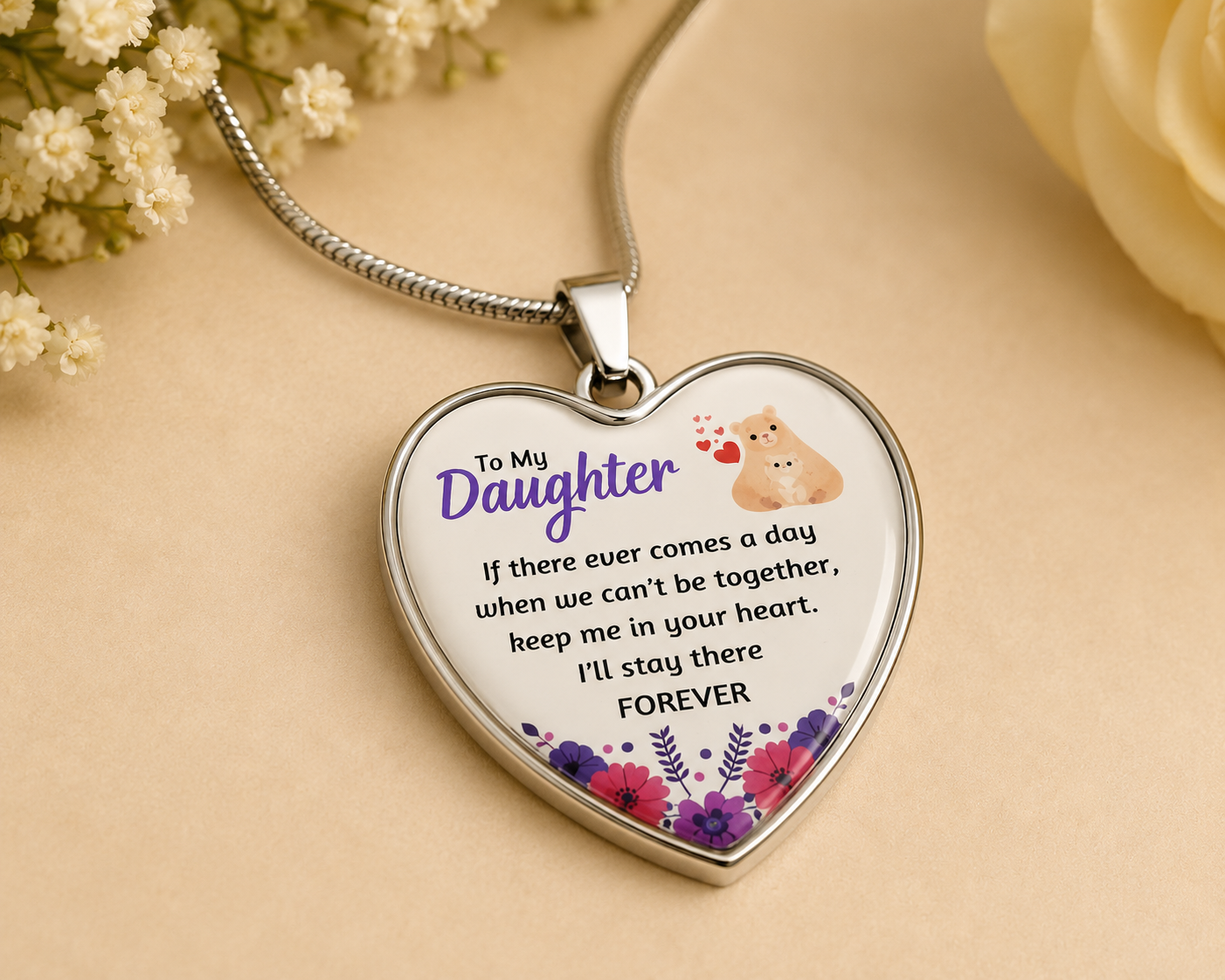 To My Daughter Heart Necklace – Keep Me In Your Heart Forever Gift for Daughter