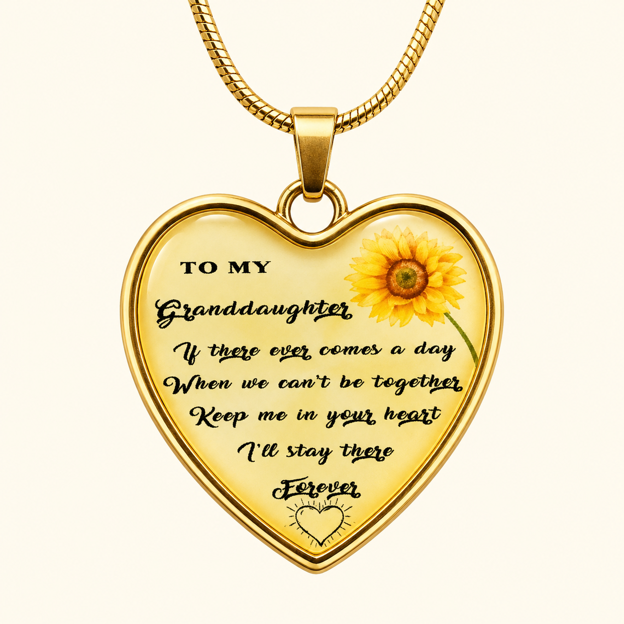 To My Granddaughter Sunflower š» Heart Necklace
