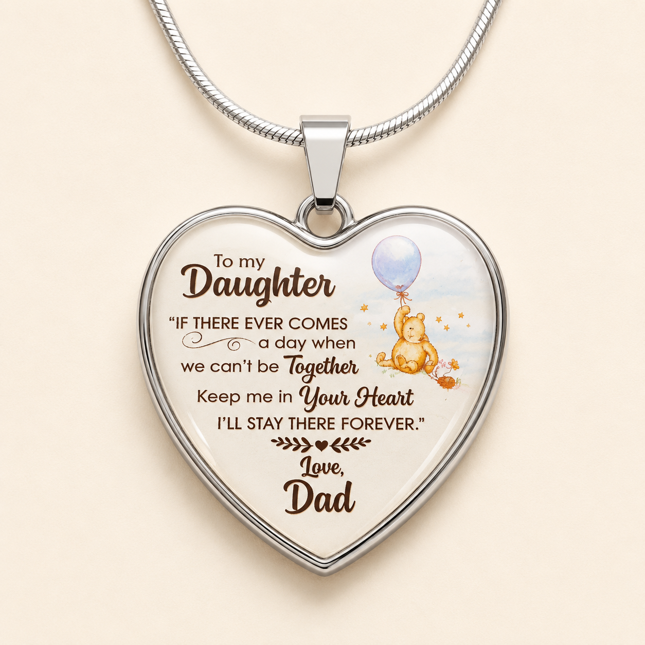 To My Daughter Heart Necklace from Dad – Keep Me In Your Heart Forever Necklace