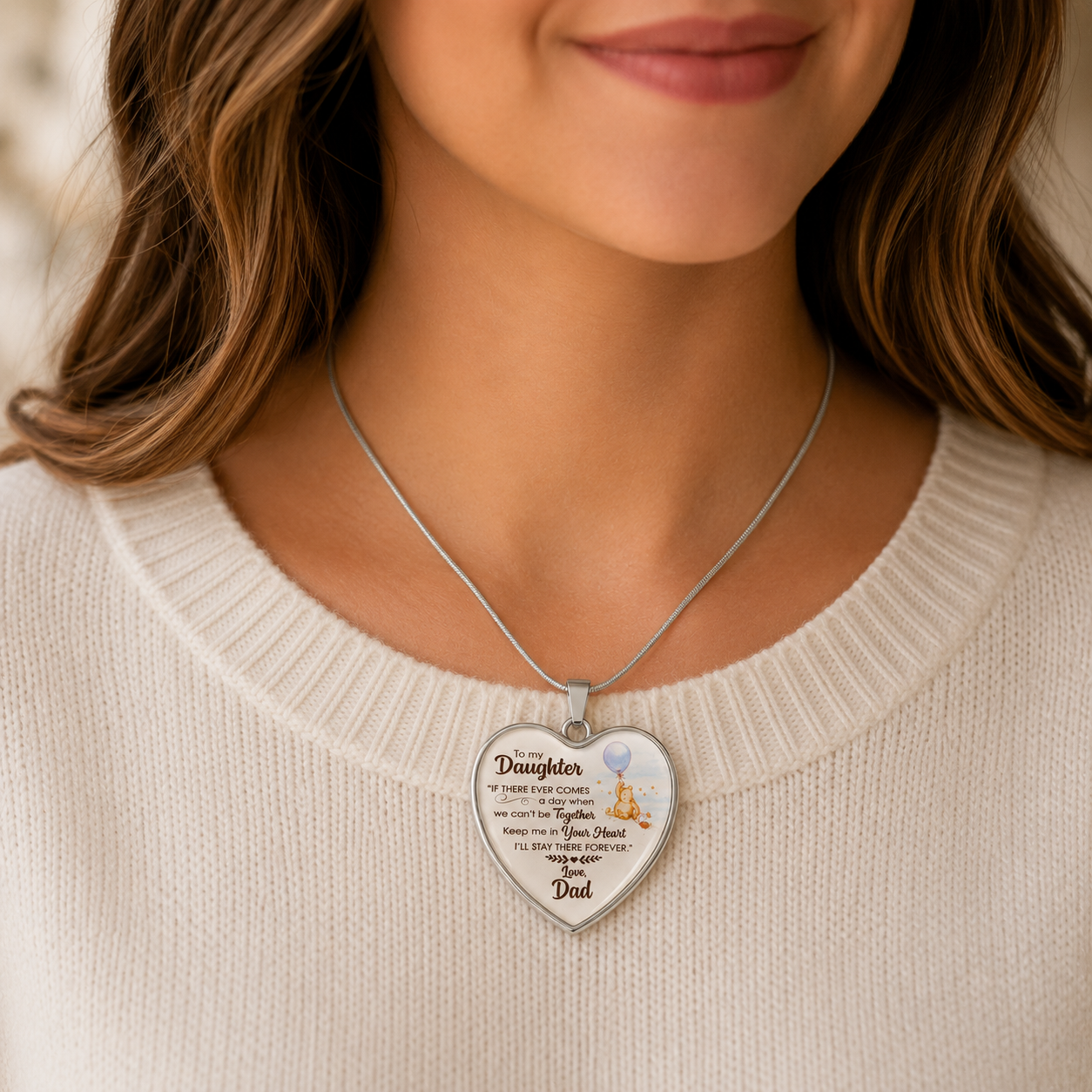 To My Daughter Heart Necklace from Dad – Keep Me In Your Heart Forever Necklace