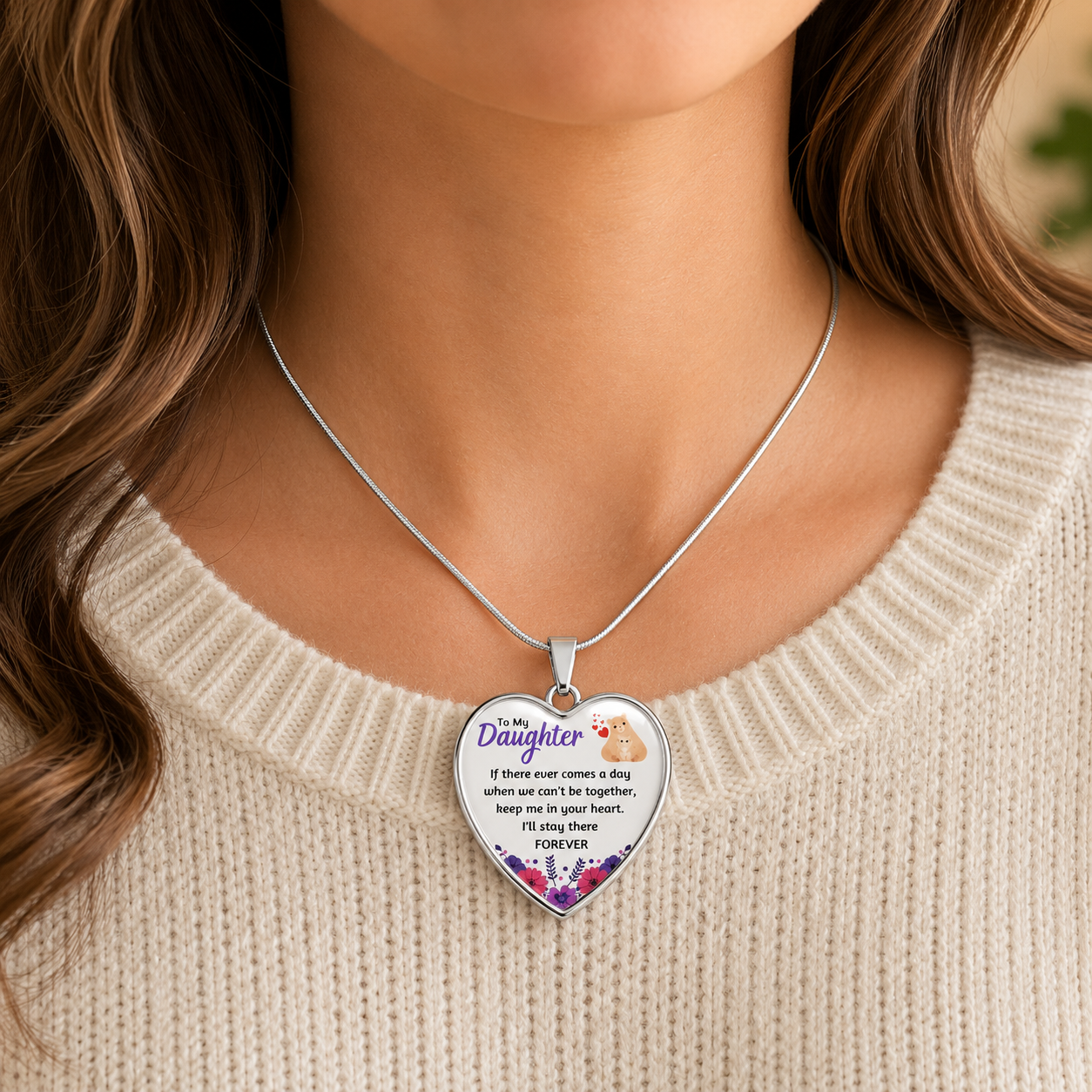 To My Daughter Heart Necklace – Keep Me In Your Heart Forever Gift for Daughter