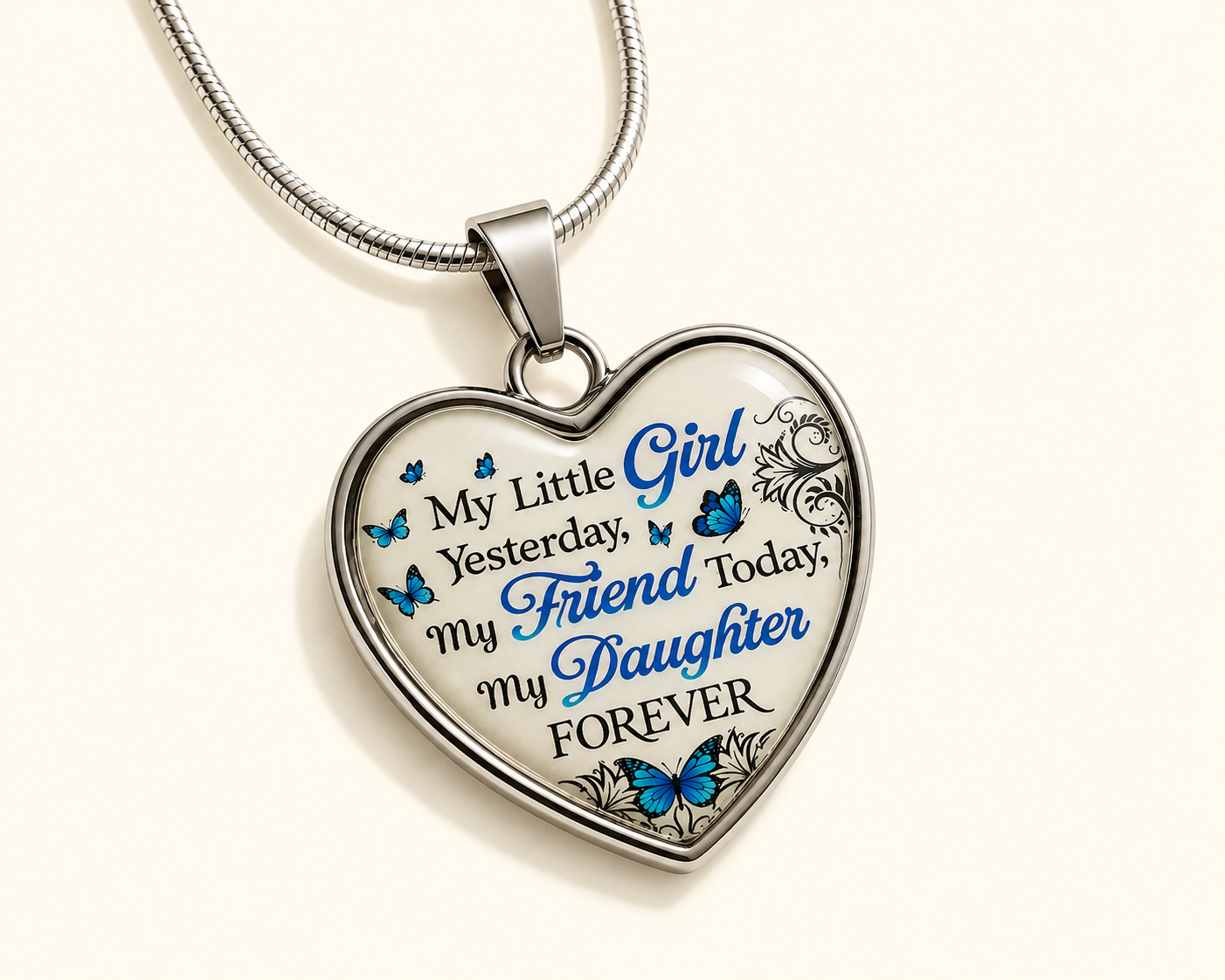 My Little Girl Yesterday, My Friend Today, My Daughter Forever Heart Necklace – Gift for Daughter