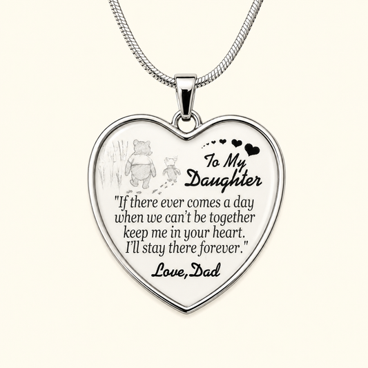 To My Daughter Necklace from Dad – Keep Me in Your Heart Forever – Heart Pendant Gift for Daughter