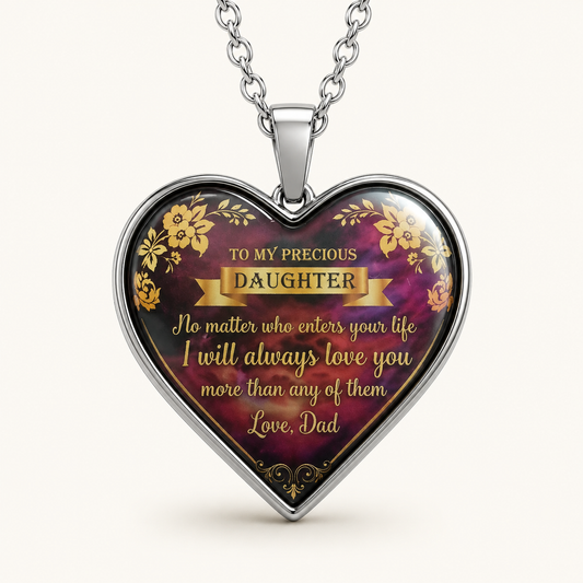 To My Precious Daughter Heart Necklace from Dad – Daughter Gift Necklace
