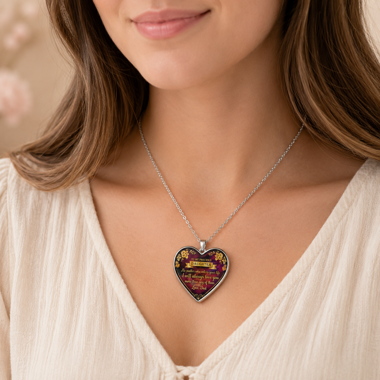 To My Precious Daughter Heart Necklace from Dad – Daughter Gift Necklace