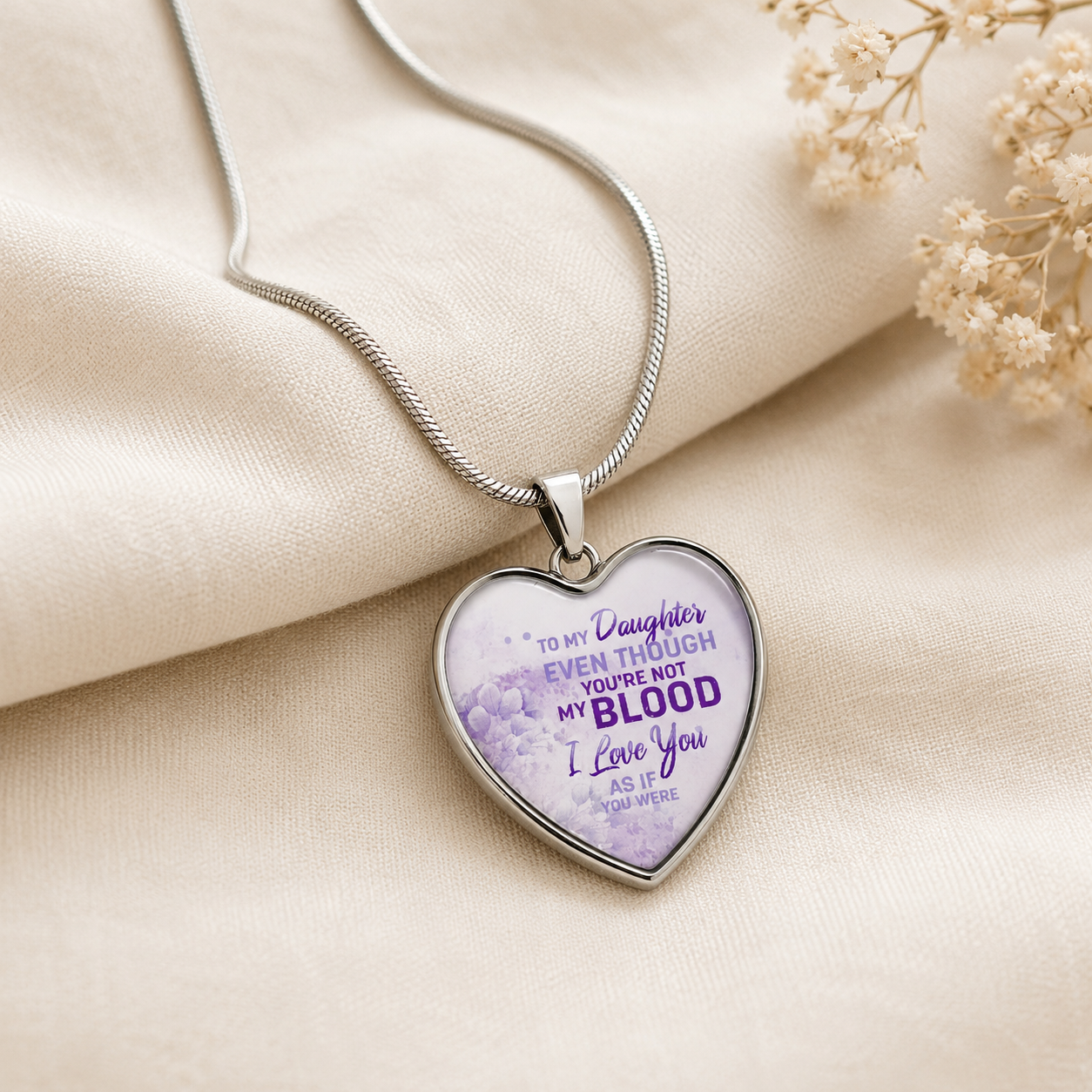 To My Daughter Heart Necklace – Love Knows No Bloodline