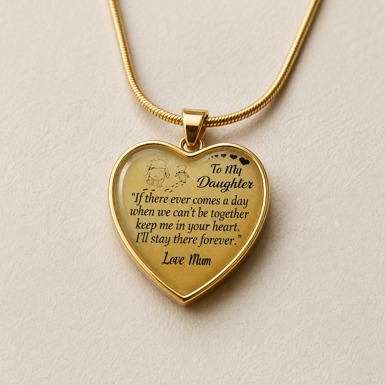 To My Daughter Gold Heart Necklace from Mum – Keep Me in Your Heart Forever
