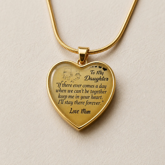 To My Daughter Gold Heart Necklace from Mum – Keep Me in Your Heart Forever