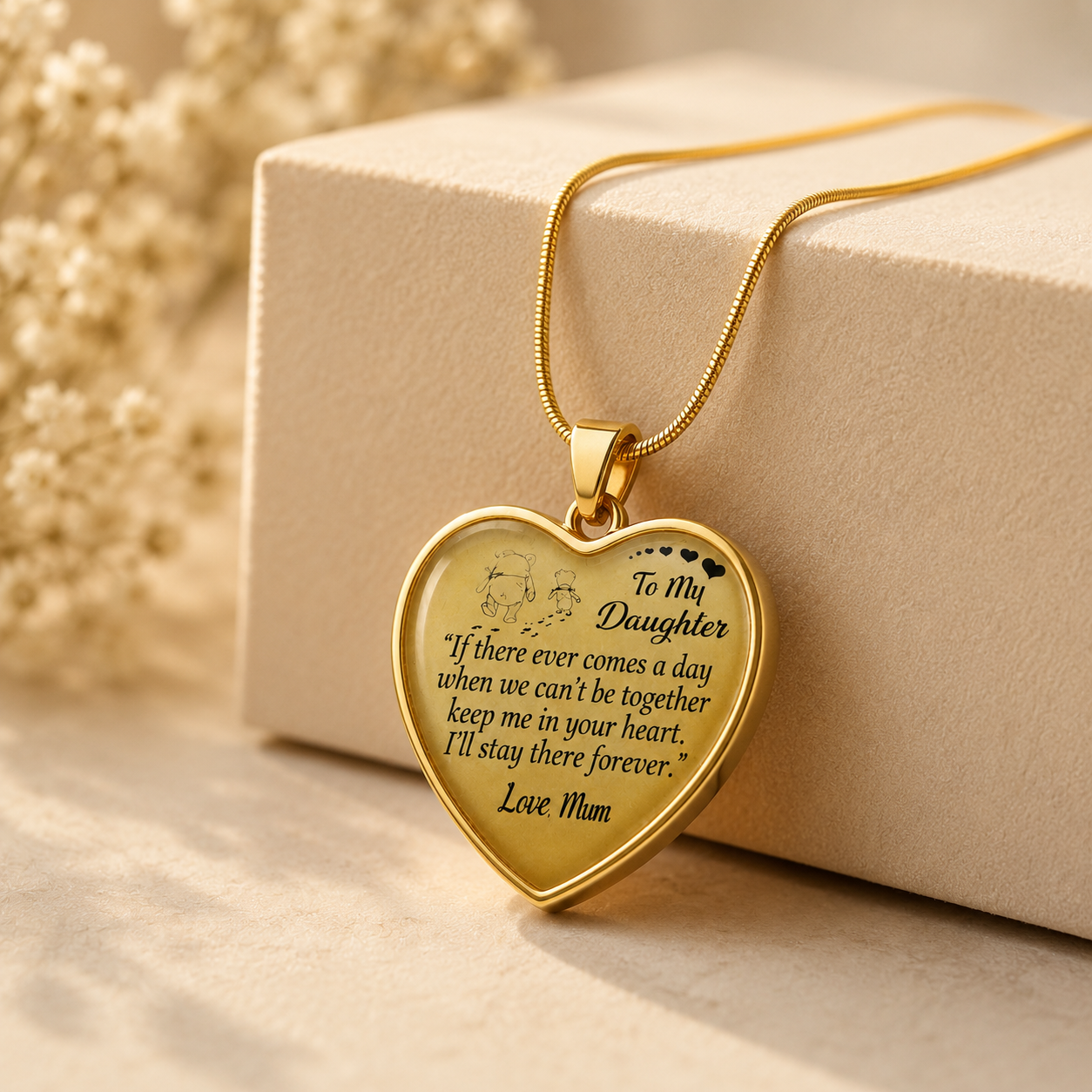 To My Daughter Gold Heart Necklace from Mum – Keep Me in Your Heart Forever