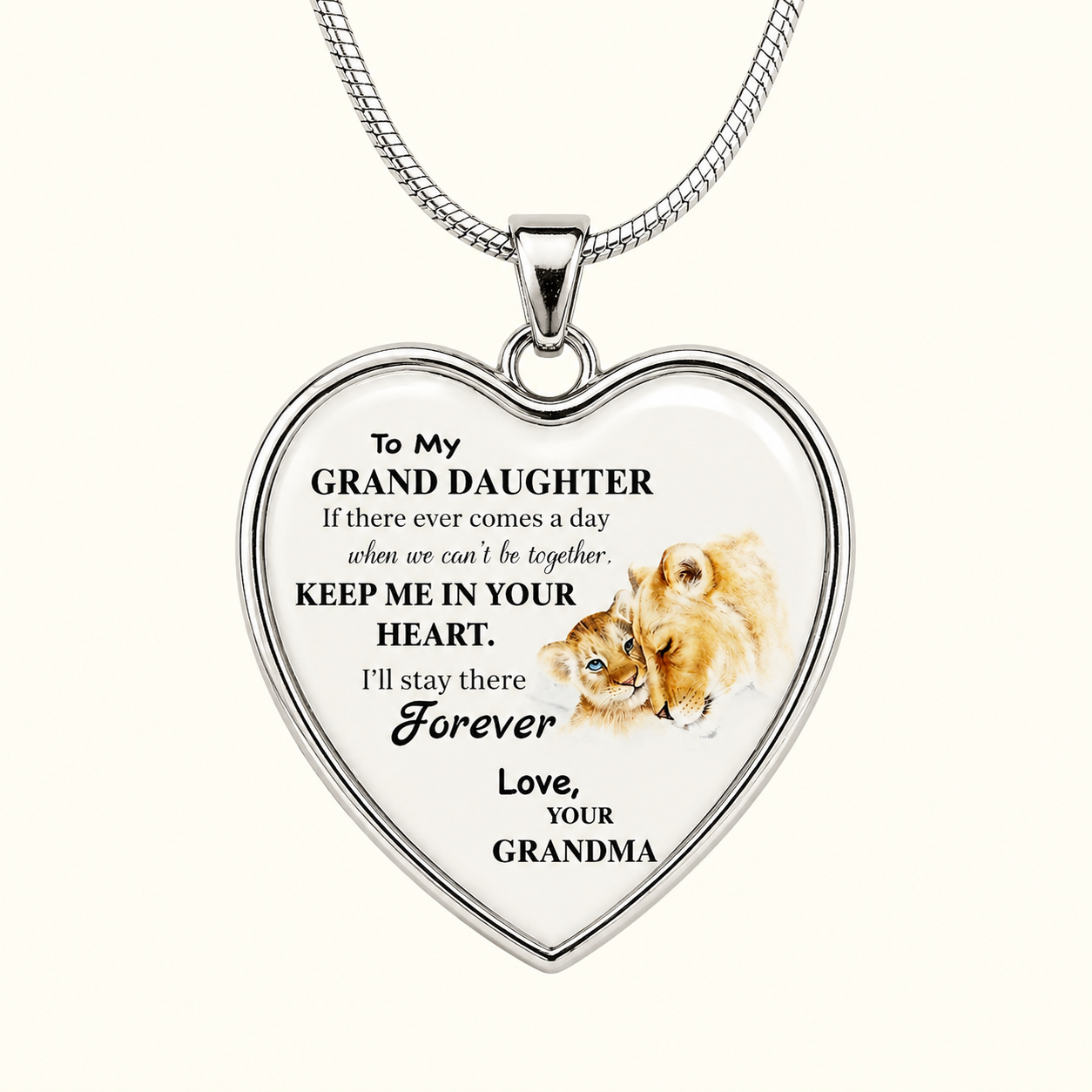To My Granddaughter Necklace from Grandma – Keep Me In Your Heart Forever Heart Pendant Gift