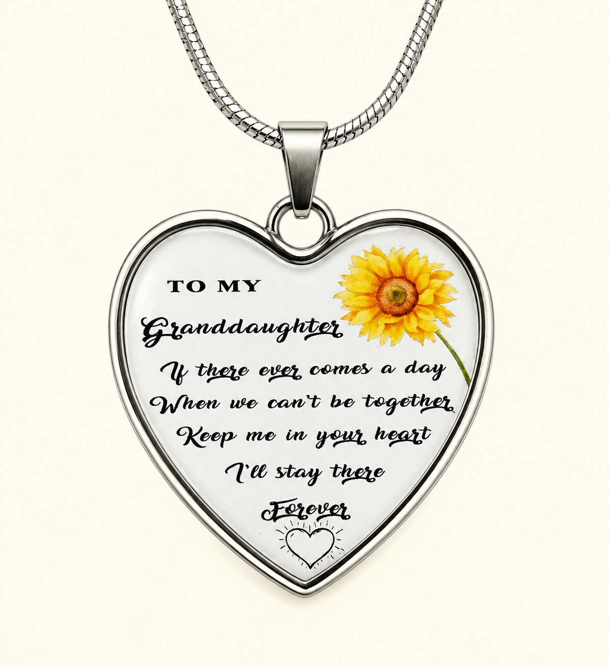 To My Granddaughter Sunflower 🌻 Heart Necklace