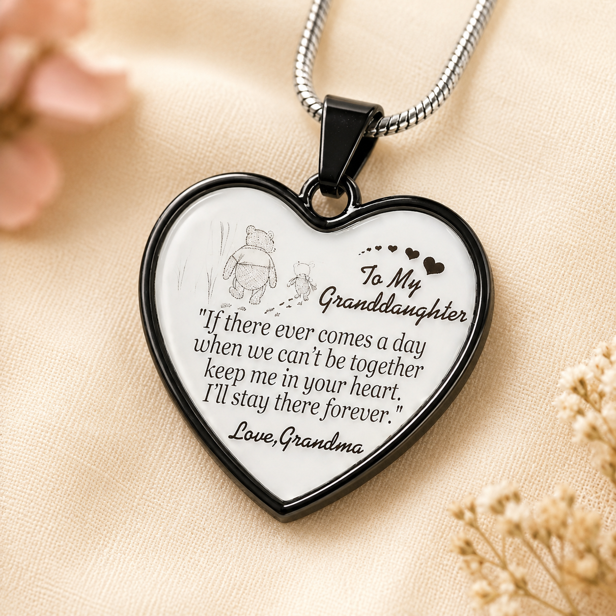 To My Granddaughter Necklace from Grandma – If There Ever Comes a Day Heart Pendant Gift