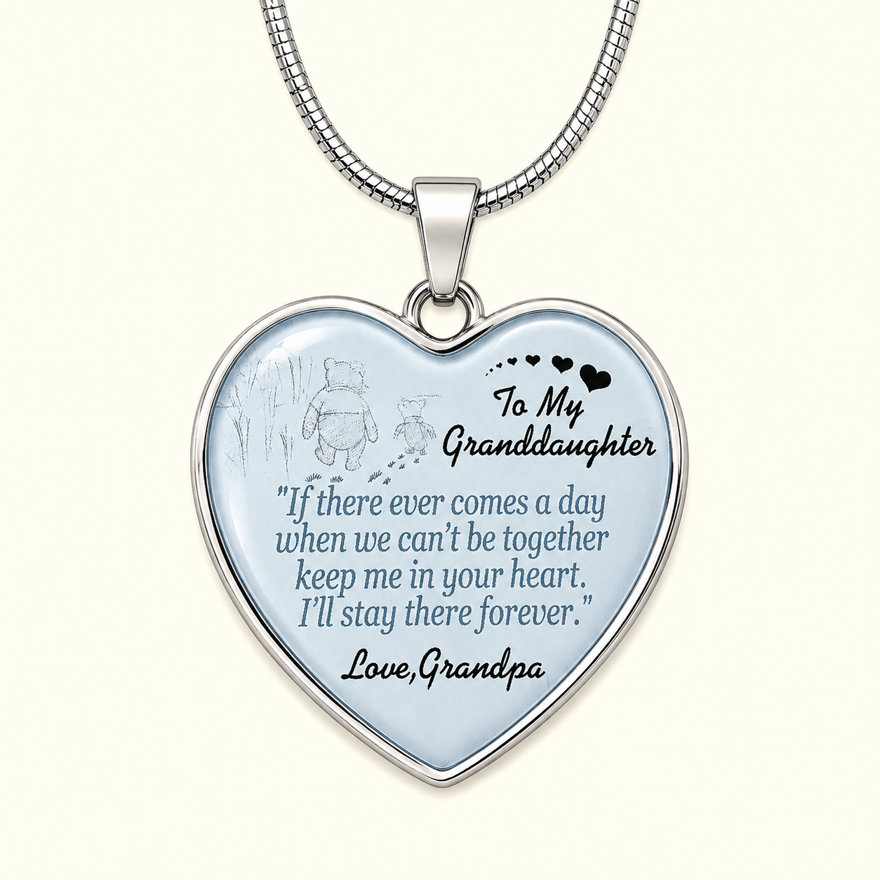 To My Granddaughter Necklace from Grandma – Keep Me In Your Heart Forever Heart Pendant Gift