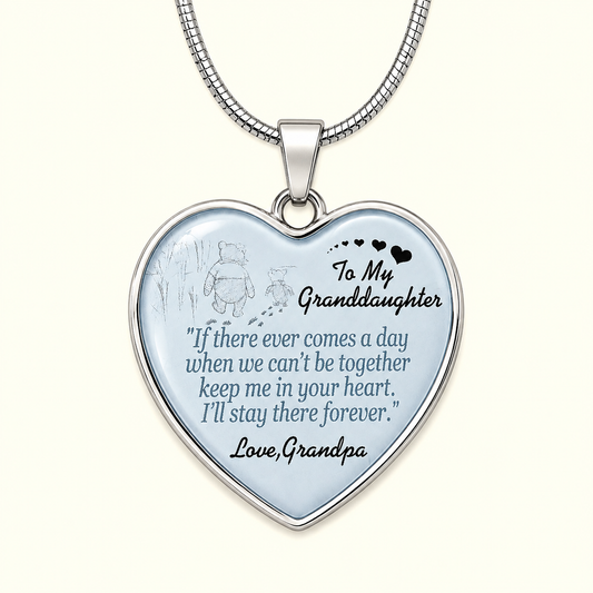 To My Granddaughter Necklace from Grandma – Keep Me In Your Heart Forever Heart Pendant Gift