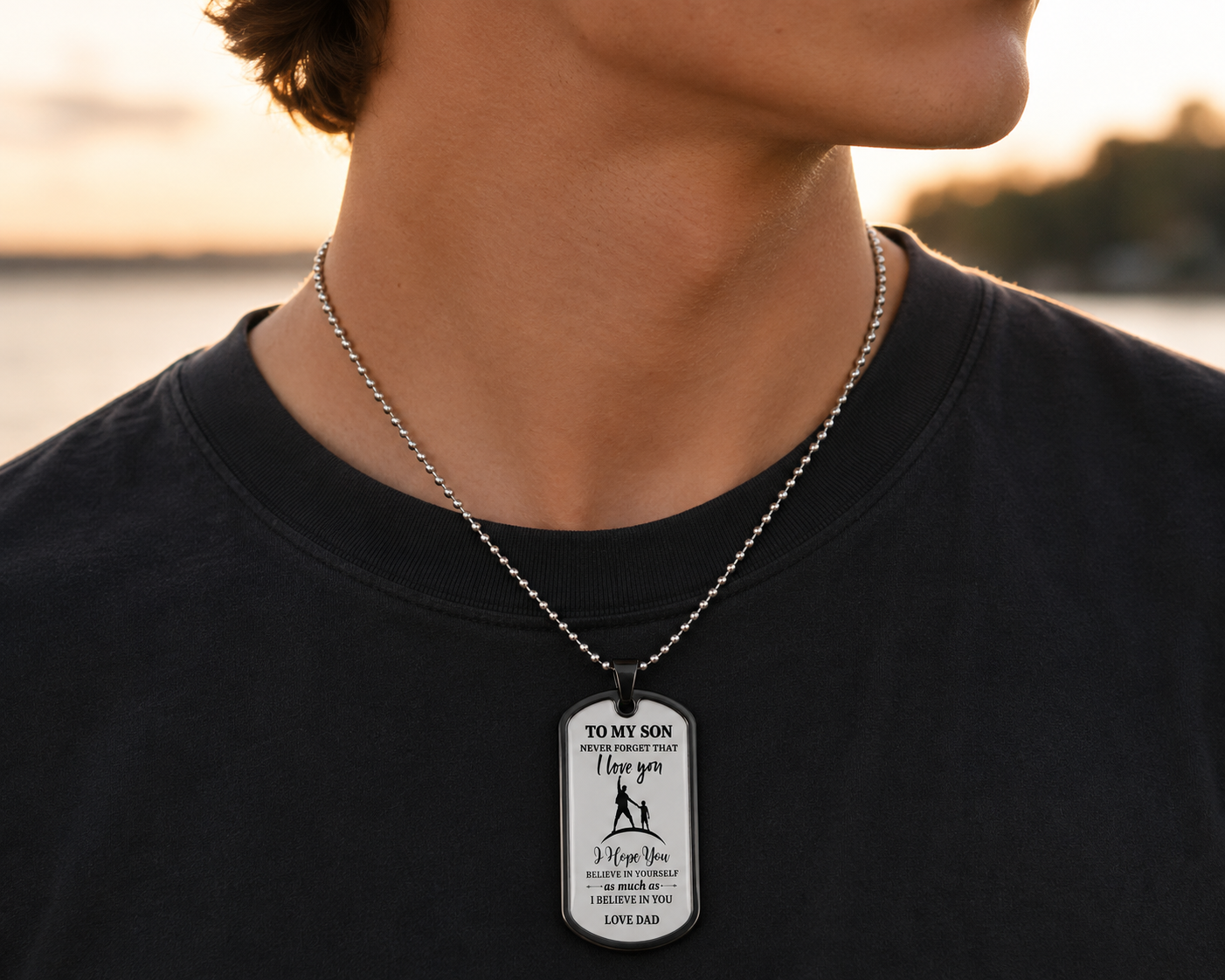 To My Son Dog Tag Necklace – I Hope You Believe In Yourself As Much As I Believe In You, Love Dad Gift